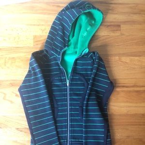 Lululemon Navy and Green Striped Scuba Sweatshirt